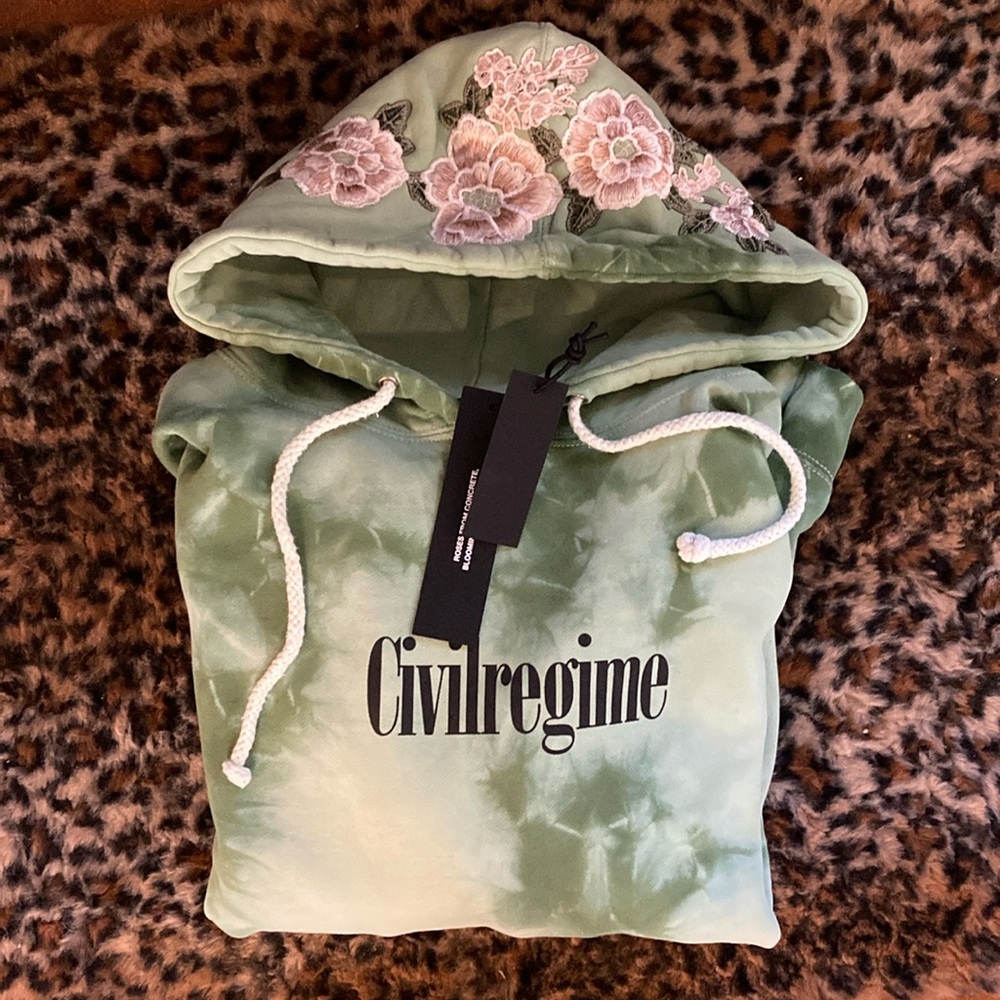 Civil Regime White Roses Hoodie Earth Green